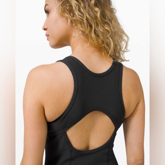 Lululemon Brunch And Back Ribbed Bodycon Open Back Midi Dress Black 4 Athleisure - Picture 6 of 14